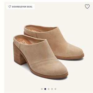 TOMS Women's NEW Beige Suede Block Heel Mules